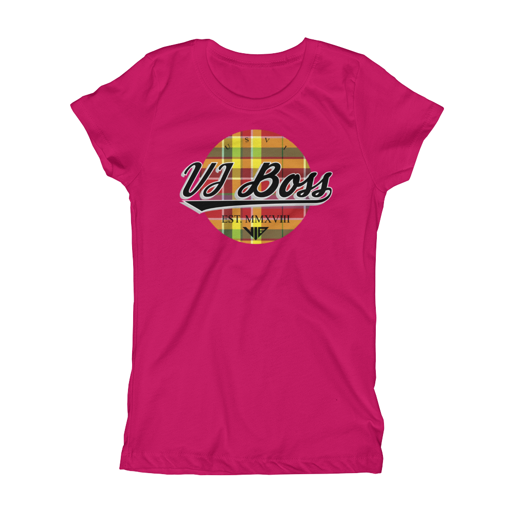 Girls Festival Madras Champion Rasberry Slim Fit T-Shirt - VI BOSS